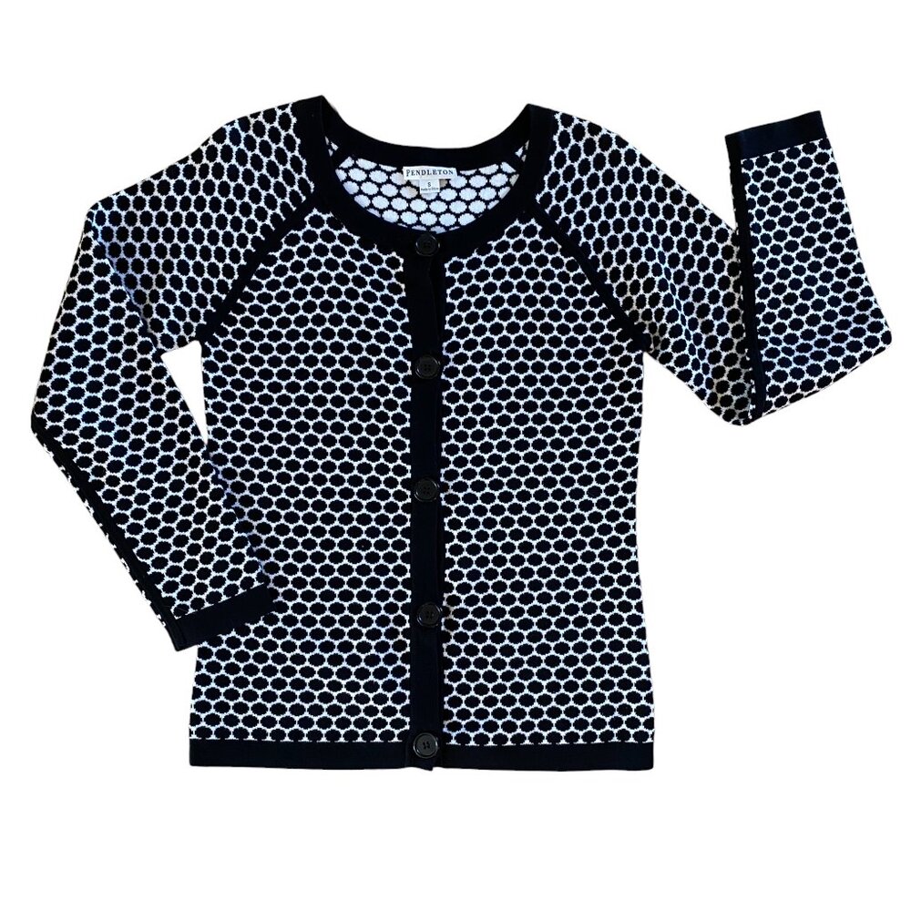 Pendleton Reversible Polka Dot Cardigan Sweater B… - image 1